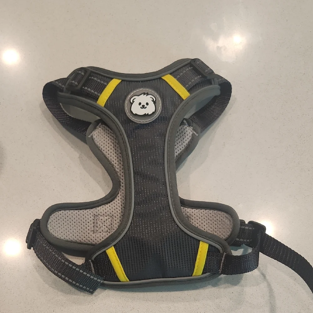 Gray and Yellow Dog Harness, New!